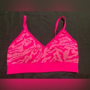 Vibrant Pink Patterned Leggings and Bralette Set